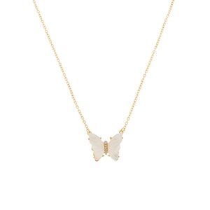 MOP Butterfly Pendant Necklace